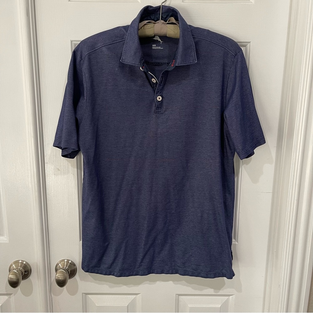 Tommy Bahama Short Sleeve Blue Polo Golf Shirt, M